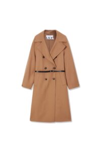 SHEEP WOOL AND CAMEL HAIR BELTED WOOLEN COAT